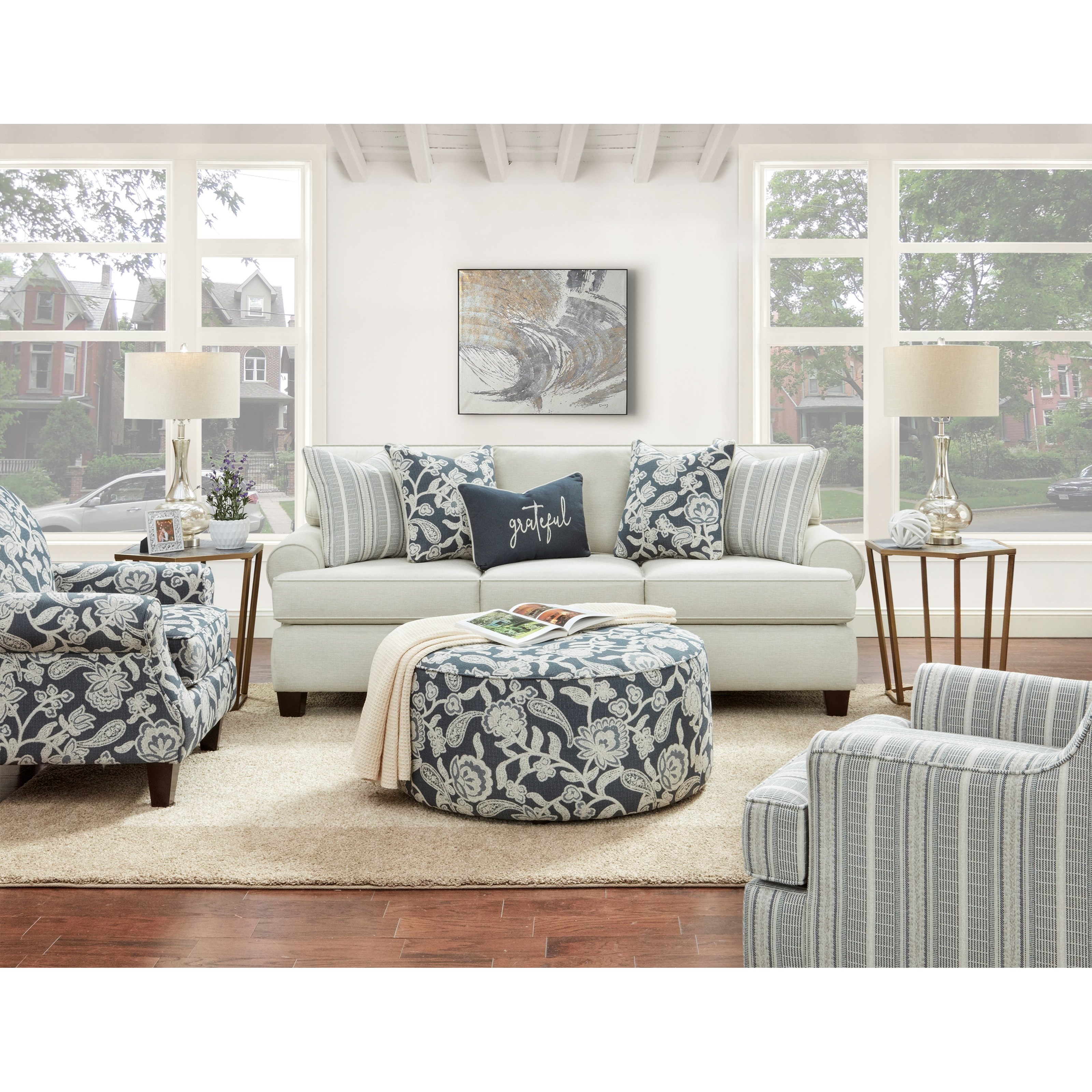 Farmhouse accent deals chair with ottoman